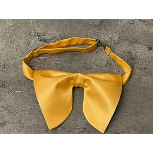 Handmade Oversized Mustard Yellow Satin Bow tie Vintage style 70s Wedding Prom
